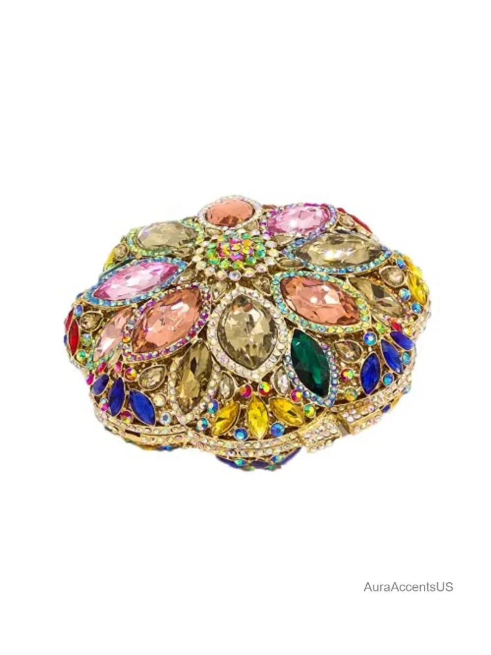 Crystal Clutch Evening Bag Handbag Bridal Wedding Purse Round Chain Strap
